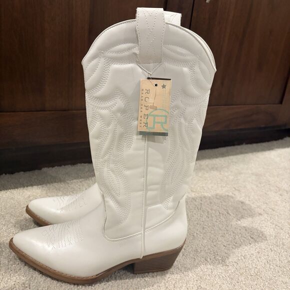 New Roper Women Hattie White Faux Leather Cowboy Western Boots Size 8 EU 39 - Picture 5 of 13